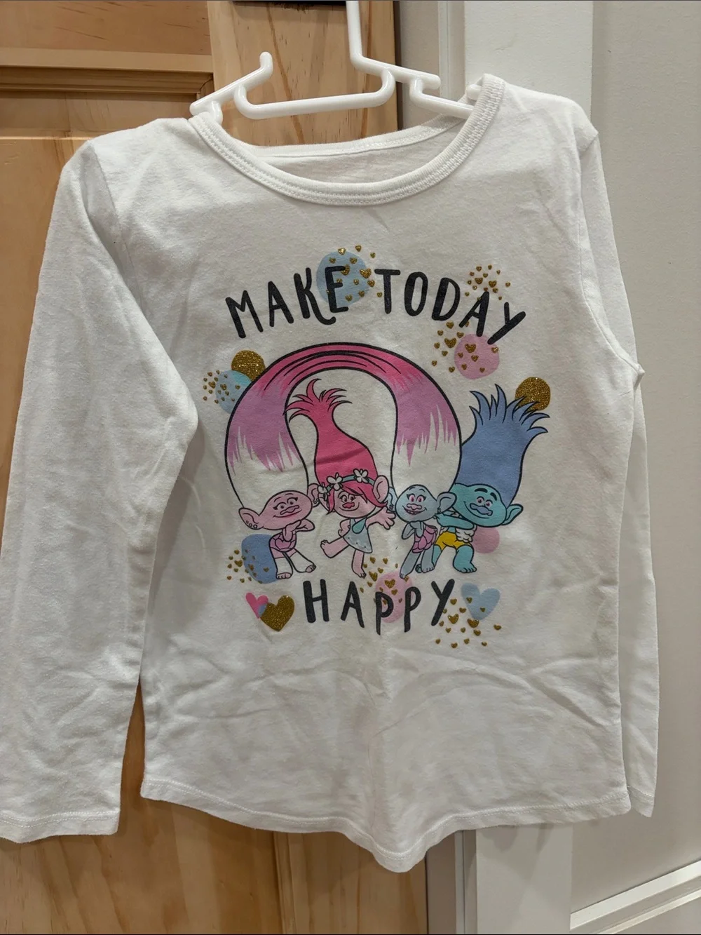 Girls' White 'Make Today Happy' Trolls Graphic Tee